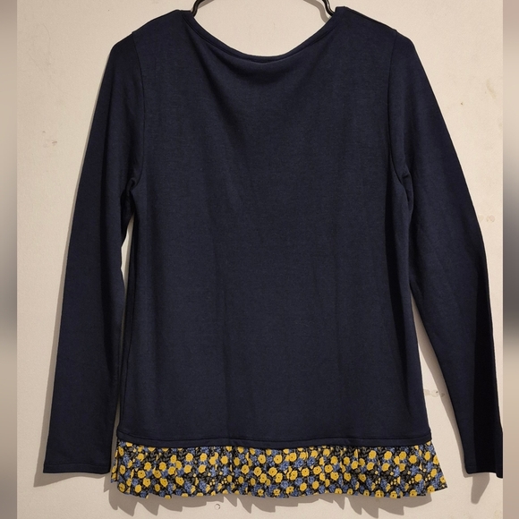 J. Crew Kids Navy Sweatshirt with Yellow Floral Trim - Picture 2 of 4